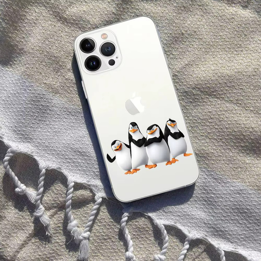 Mesuca Handyhülle mit Madagaskar-Pinguin Motiv für iPhone 17 16 15 14 13 12 11 Pro Max Plus X XR XS Max Transparent Klar - Bild 3