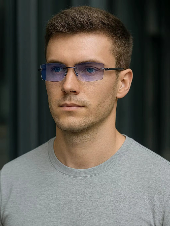 Randlose Lesebrille mit Blaulichtfilter, quadratisch, Unisex, Metall - Bild 4