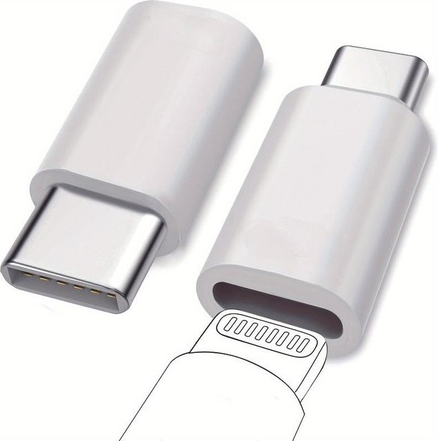 Anlina Adapter Lightning Buchse auf USB-C Stecker zum Laden und zur Datenübertragung, Weiß - Bild 1