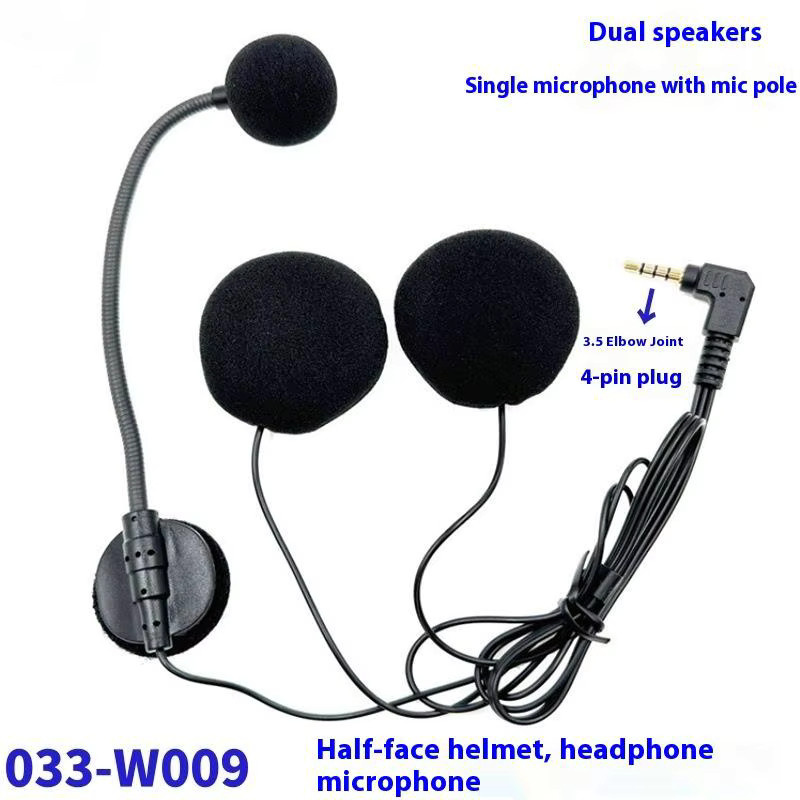 Motorrad Helm Headset Intercom mit 3,5mm Klinkenanschluss, Mikrofon und Doppel Lautsprechern in Schwarz - Bild 2