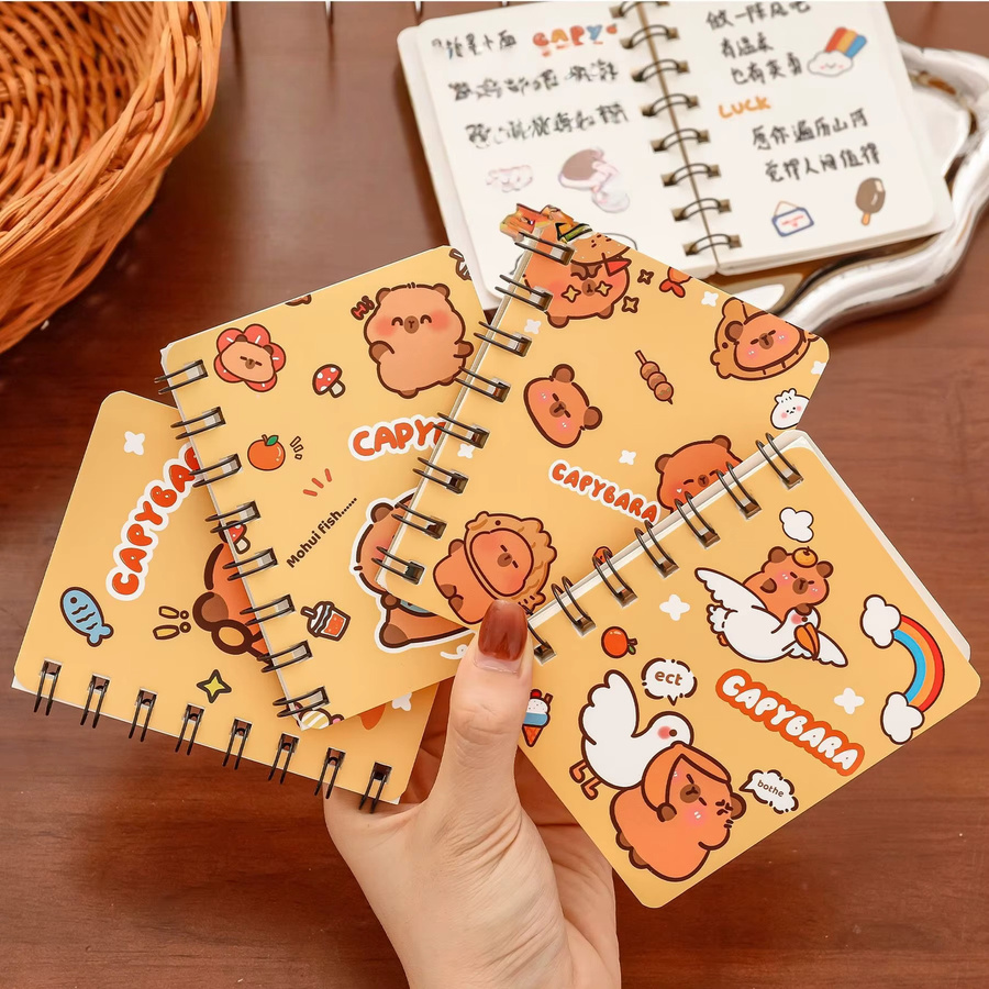 Capybara Spiral-Notizbuch A7 mit Softcover, liniertes Schreibbuch für Schule und Büro - Bild 2