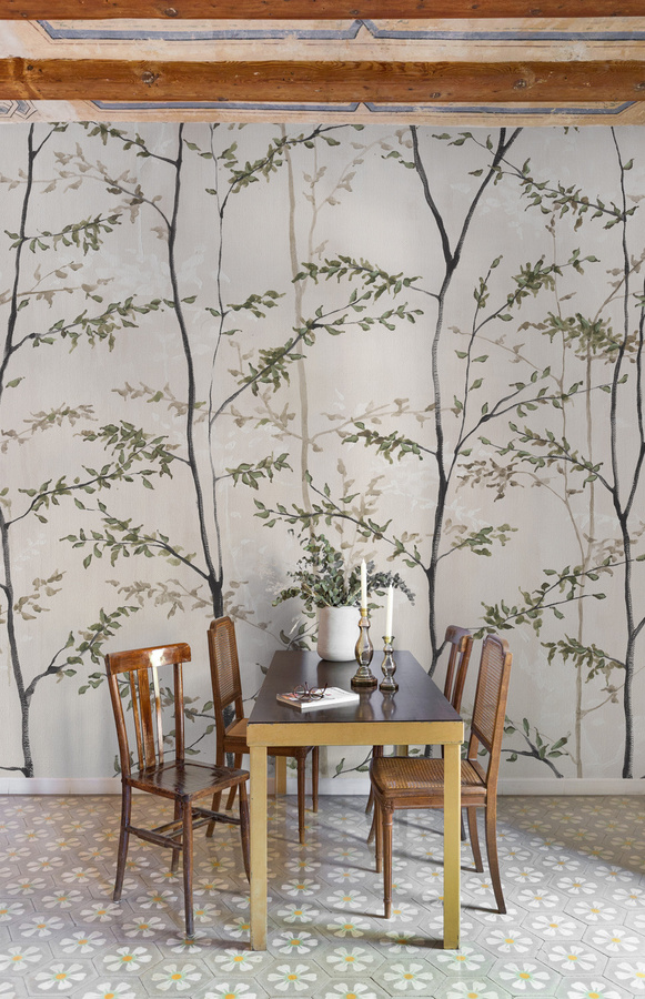 Coordonné Woods Wandtattoo aus Vinyl in Naturtönen mit botanischem Floral-Design und mattem Finish - Bild 1