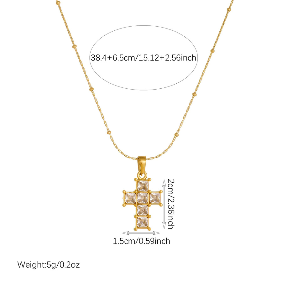 DIEYURO Halskette mit Kreuz-Anhänger, Edelstahl, Zirkonia, Damen, Gold - Bild 2