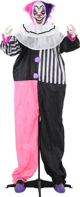 HOMCOM Halloween Grusel-Clown Dekofigur mit LED-Licht und Soundfunktion, bunt, Höhe: 173 cm - Bild 1