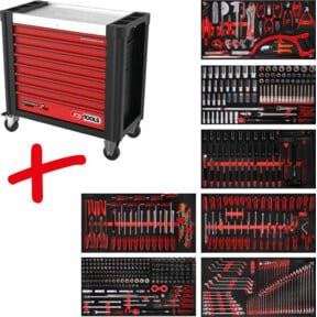 KS Tools Performanceplus Werkstattwagen-Satz P25 in Rot mit 7 Schubladen und 510 Werkzeugen - Bild 1