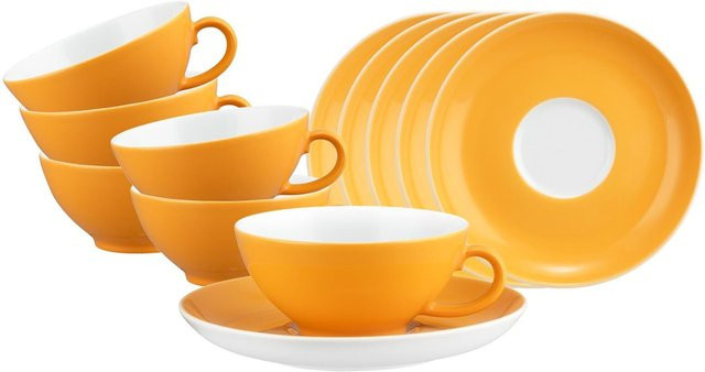 Seltmann Weiden Teetassen mit Untertassen Liberty Pure Colors Orange 6er Set 140 ml - Bild 1