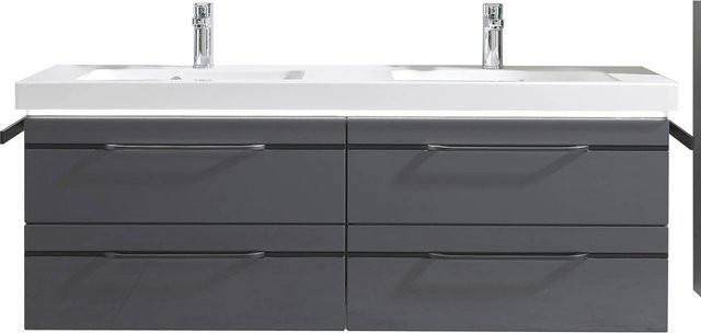 Pelipal Waschbeckenunterschrank Quantum 05 in Anthrazit Glossy, Breite: 144 cm, Tiefe: 48 cm - Bild 1