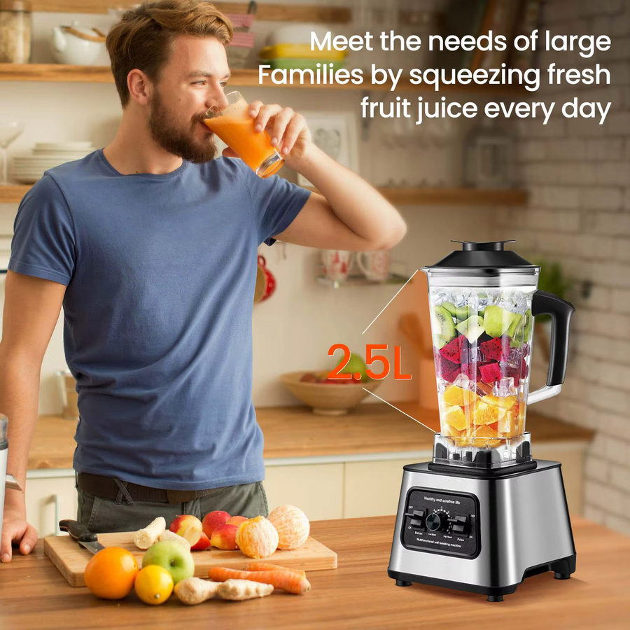 Vremota Standmixer mit 6000W Leistung, Smoothie Maker und Food Processor in Silber, Fassungsvermögen: 2,5 l - Bild 3