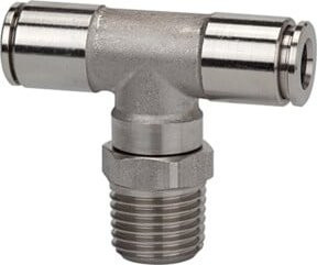 Riegler T-Steckverschraubung drehbar, R 1/4, Schlauchdurchmesser 6 mm, 15 bar, Edelstahl silber - Bild 1