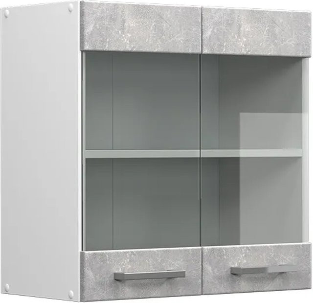 Vicco R-Line Hängeglasschrank Küchenschrank in Weiß und Beton mit Glastüren und Regalfächern, Breite: 60 cm - Bild 2