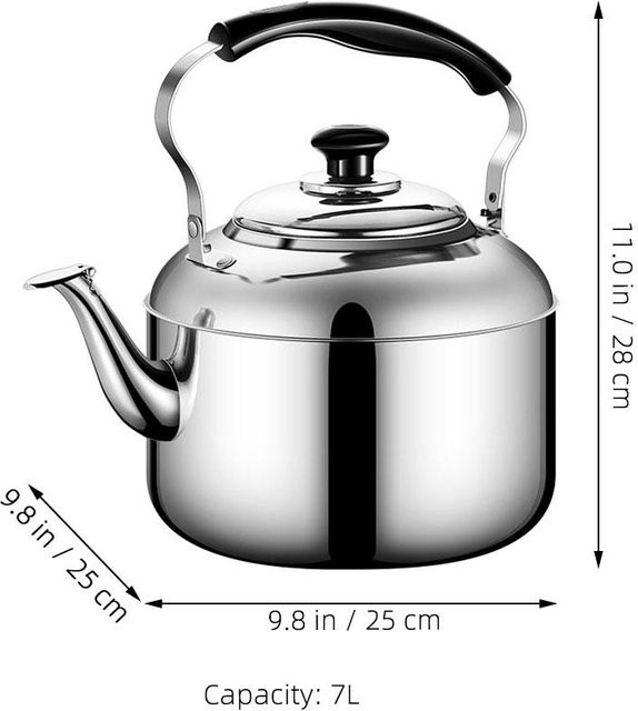 Pfeifkessel Teekanne aus Edelstahl von Yiran Furniture in Grau, 7 l, für Induktionsherd und Herd geeignet - Bild 1