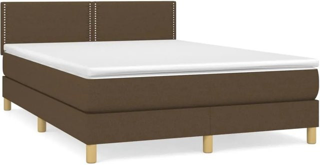 vidaXL Boxspringbett mit Matratze Dunkelbraun B/T/H: 140 x 200 cm - Bild 1