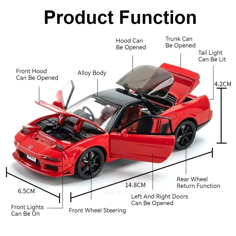 MAKEDA Honda NSX Accord Modell Spielzeug, 1:32, mit Sound und Licht - Bild 4