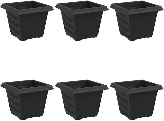 vidaXL Quadratische Blumentöpfe aus Kunststoff, 6er Set, Schwarz, B/T/H: 20 x 20 x 16 cm - Bild 1