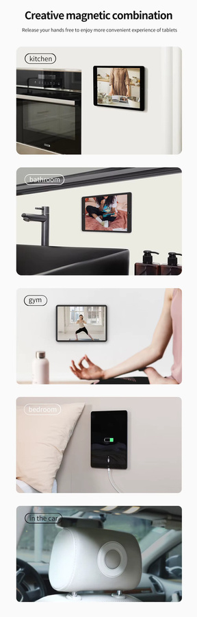 NILLKIN Magnetische iPad Wandhalterung und Auto Cradle für iPad Pro 12,9 und 11 Zoll inklusive Magnetische Aufkleber, Schwarz - Bild 4