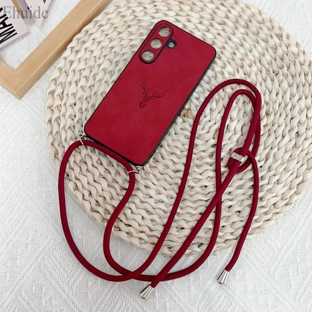 Silikonhülle mit Crossbody Lanyard Gurt für Samsung Galaxy S25 Ultra S24 FE S23 S22 S21 A56 A36 A26 A16 A15 in Transparent oder Rot - Bild 1