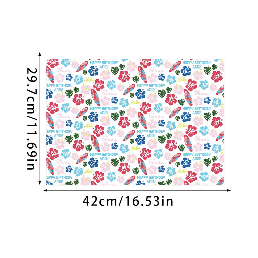 Personalisiertes Geschenkpapier im hawaiianischen Stil mit tropischem Monstera- und Hibiskus-Blumendesign, Mehrfarbig - Bild 2