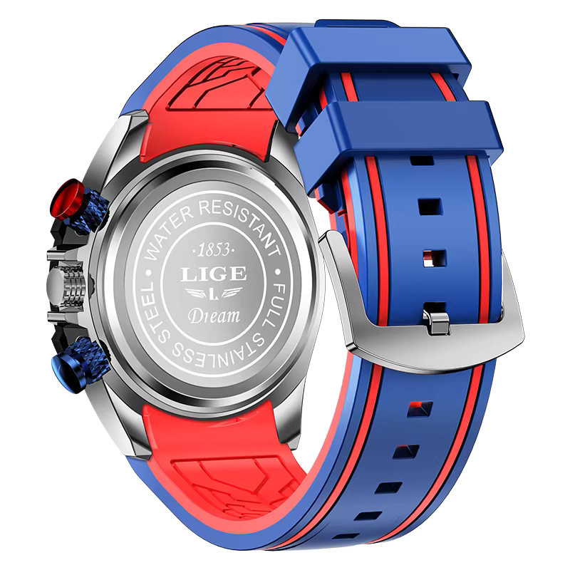 LIGE Chronograph, Quarz, Silikon Armband, Blau, Herren - Bild 5