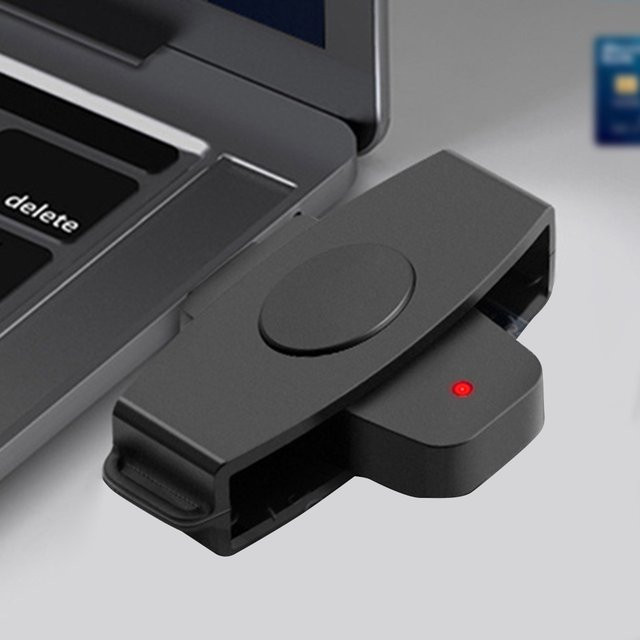 ALLOET USB-C Smartcard-Lesegerät in Schwarz, tragbarer Smartchip-Leser für Bankgeschäfte und Steuererklärungen, kompatibel mit Windows OS - Bild 1