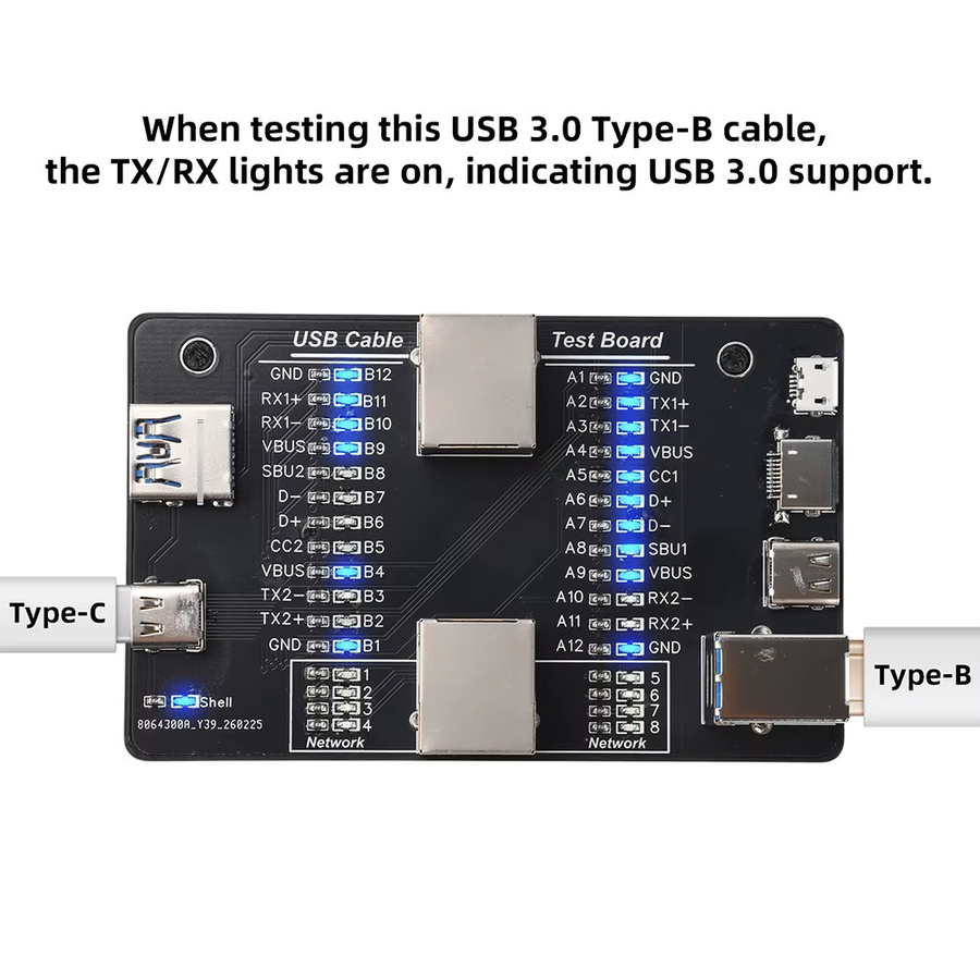 Multifunktionaler Gaqqee Kabeltester für USB-C, Lightning und Micro-B sowie RJ45 in Schwarz - Bild 2