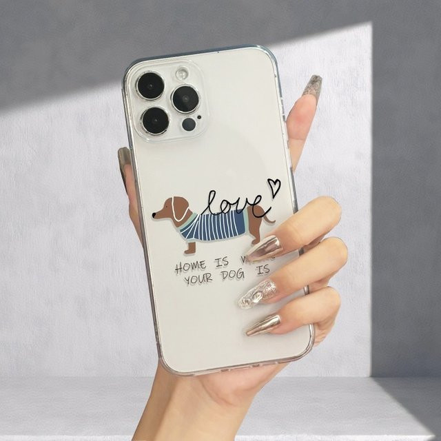 Transparente TPU-Handyhülle mit Dackel-Muster für Apple iPhone 17 16 15 14 13 12 11 Pro Max Plus Mini und XS XR X - Bild 1