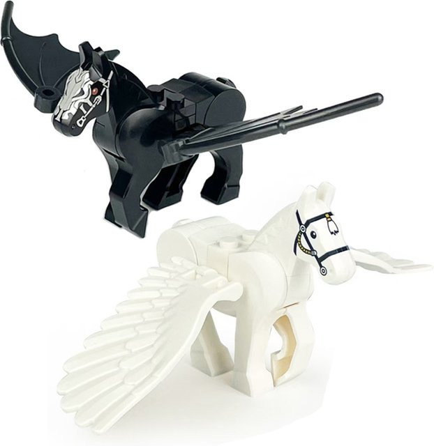 HOVFELER Magische Pegasus Szene Bauklotz Set in Schwarz und Weiß für Kinder - Bild 1