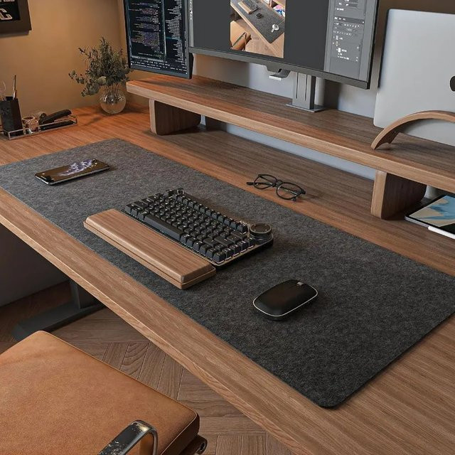 Eenehana Mousepad aus Wollfilz in Grau, große Schreibtischmatte für Büro und Gaming - Bild 1