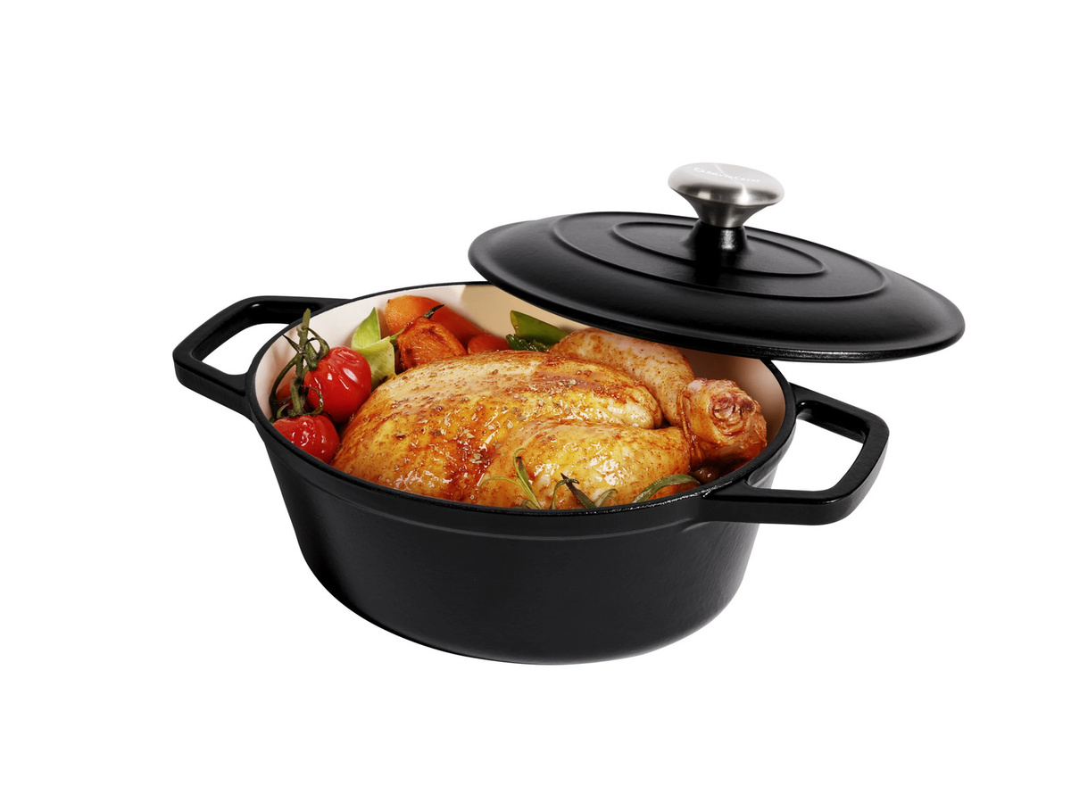 SILVERCREST Premium Gusseisenbräter aus emailliertem Gusseisen in Schwarz, Durchmesser: 24 cm - Bild 2