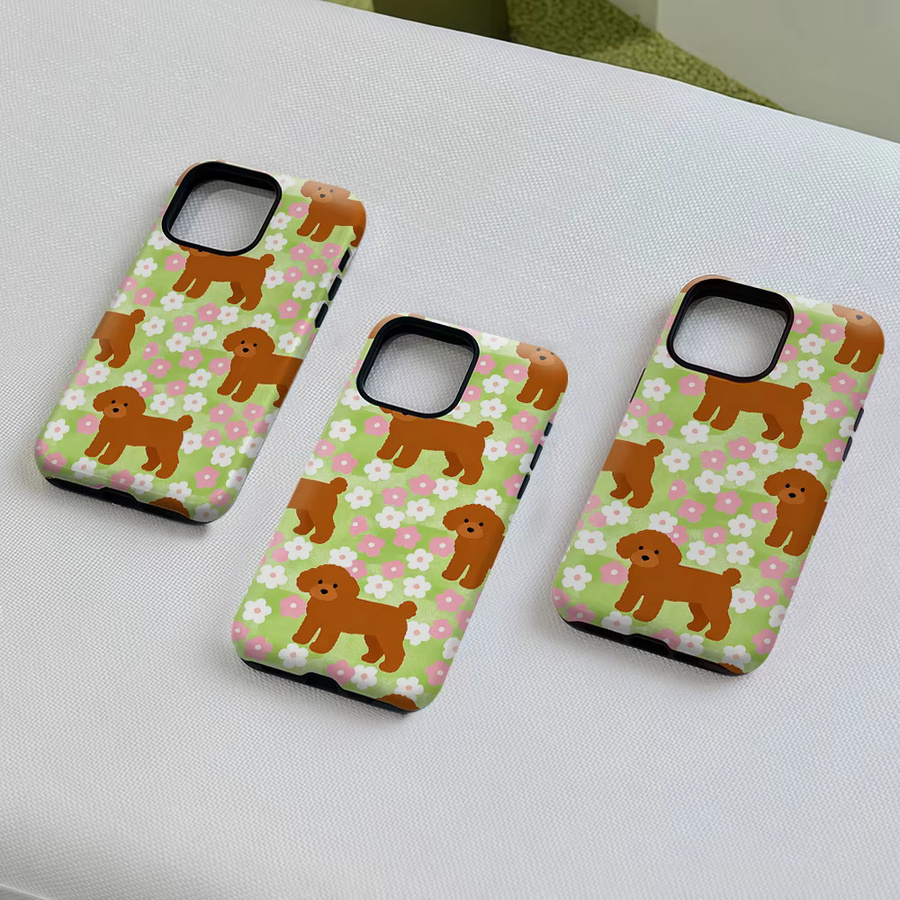 Potdemiel Aurea Case Matte Bumper MagSafe kompatible iPhone Hülle mit Pudel-Blumengarten-Motiv in Multicolour - Bild 3