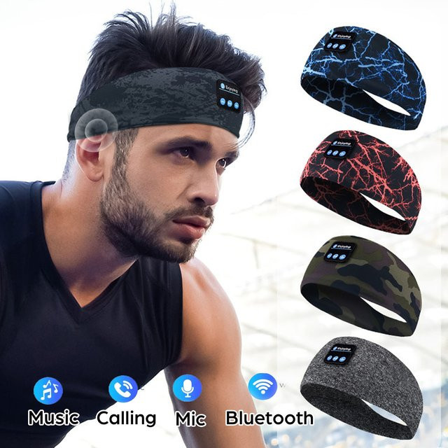 JINSERTA Bluetooth Sport Stirnband mit integrierten Kopfhörern und Augenmaske in Rot - Bild 1
