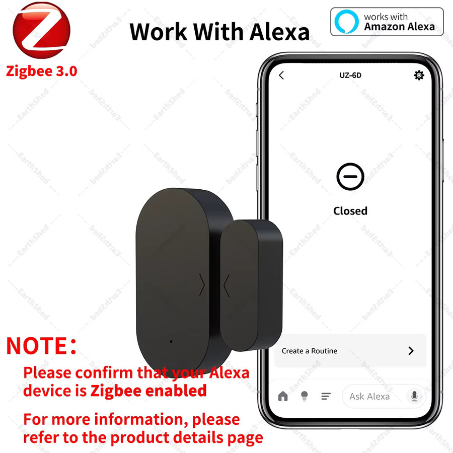 EarthShed Zigbee 3.0 Türsensor und Fenstersensor in Schwarz, kompatibel mit Home Assistant, Alexa und Zigbee2MQTT (Zigbee Hub erforderlich) - Bild 3
