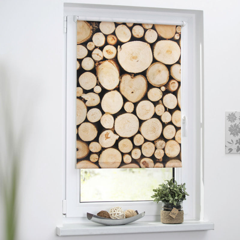Lichtblick Rollo Klemmfix Holzstapel braun B: 80 cm, H: 150 cm - Bild 2