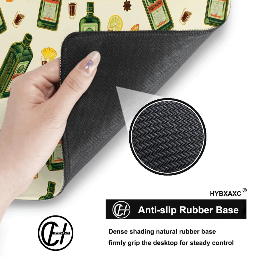 HYBXAXC Mauspad Jagermeister Design in Schwarz und Multicolour mit Handgelenkschutz und rutschfester Unterseite für Gaming und Büro - Bild 5