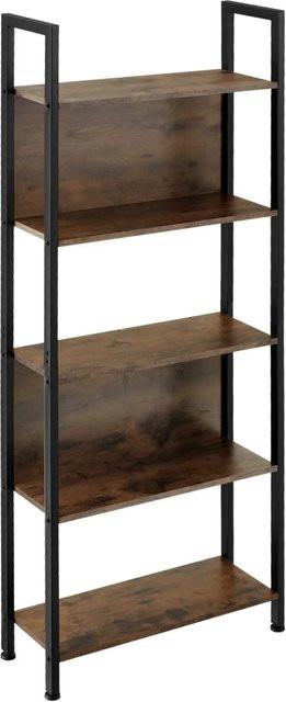tectake Regal Westport Industrial Style in Braun mit 5 Ebenen und 2 Rückwänden, B/T/H: 62 x 24 x 165,5 cm - Bild 2