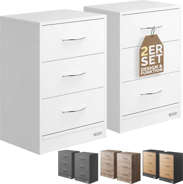 Casaria Nachttisch Eloise 2er-Set Weiß mit LED-Beleuchtung, Wandmontage, B/T/H: 54 x 39 x 28 cm - Bild 1