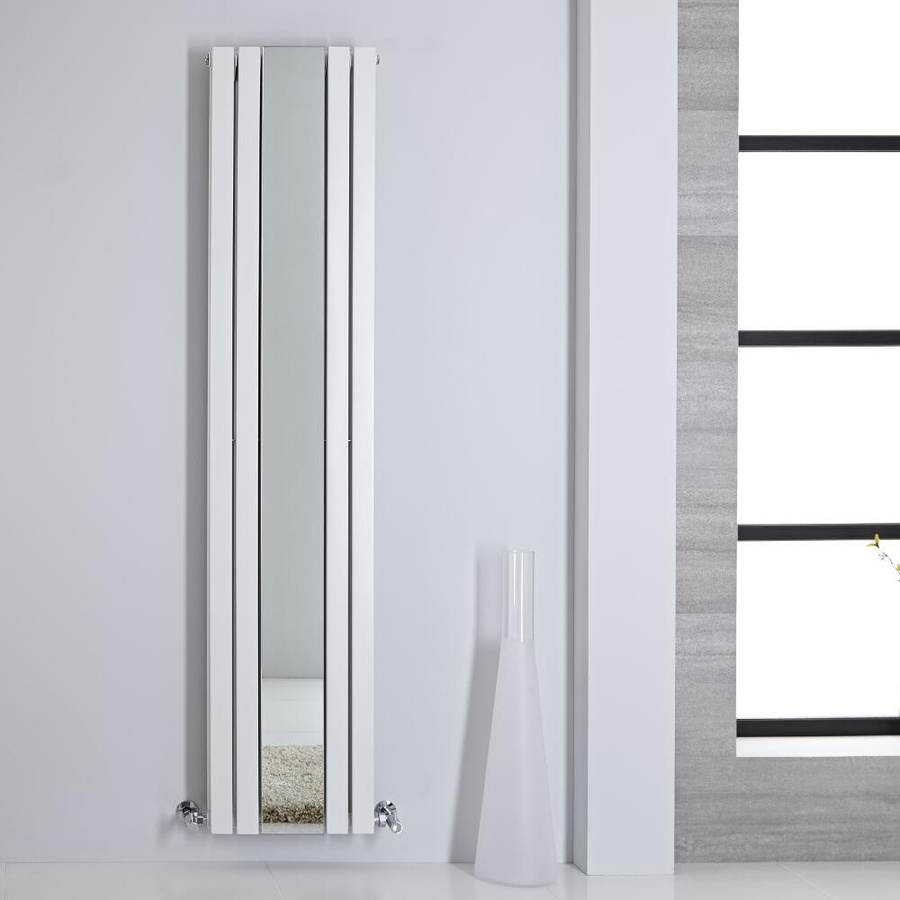 Hudson Reed Sloane Design Paneelheizkörper mit Spiegel Vertikal, Weiß, Höhe: 180 cm, Breite: 38,5 cm - Bild 1