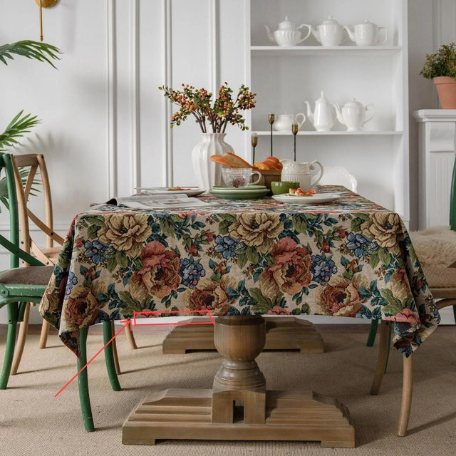 Super Six Tischdecke aus Baumwolle und Leinen mit Blumenmuster und Quastenrand in Rot, B/T: 140 x 140 cm - Bild 1