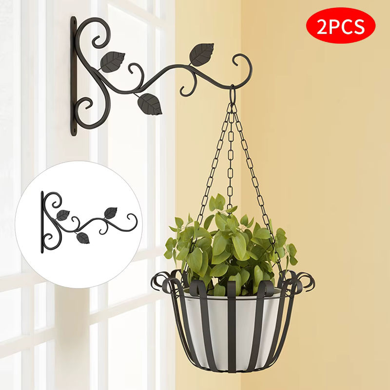 2er oder 4er Set Eisen Haken Halterung aus Metall in Schwarz für Blumentöpfe und Körbe für Garten, Outdoor und Indoor - Bild 3