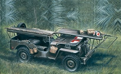 Italeri 1/4 Ton 4x4 Krankenwagen Jeep, Fahrzeuge, Grün - Bild 1