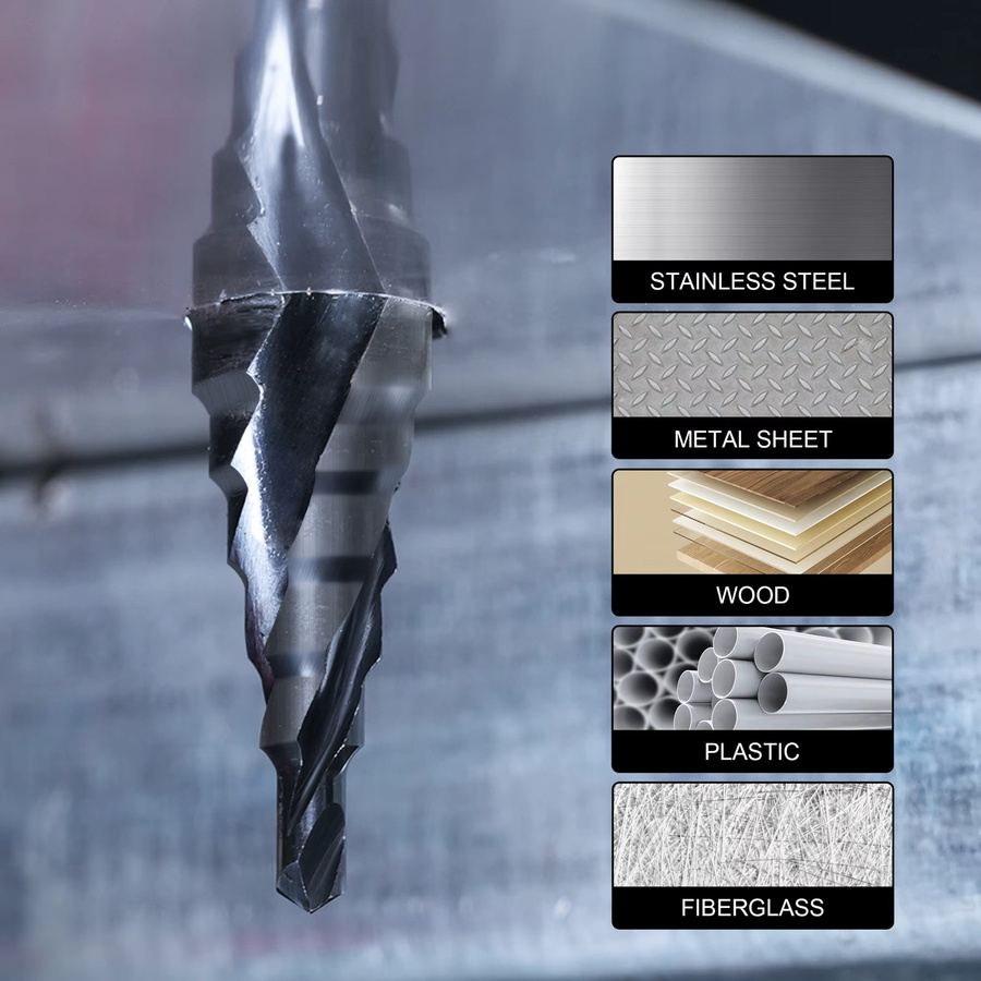 EZARC Stufenbohrer für Metall und Holz mit 1/4 Zoll Sechskantschaft, M35 Spiralbohrer, AlTiN-beschichtet, 4-20mm - Bild 4