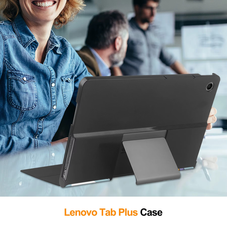 Lenovo Tab Plus 11,5 Zoll TB351FU Hülle 2024 mit dreifach klappbarem Ständer und magnetischer harter PC-Rückseite in Schwarz - Bild 3