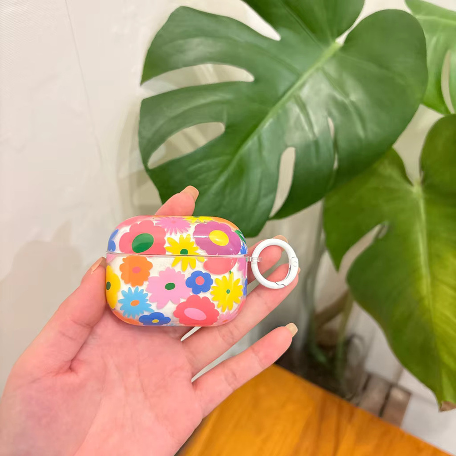 Girl Series Kopfhörerhülle mit Blumen-Design und Haken für Apple AirPods 1, 2, 3, 4 und Pro 2, Mehrfarbig - Bild 3