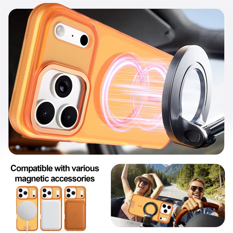 IMD MagSafe-kompatible magnetische Handyhülle für iPhone 17 Pro Max 16 15 in Orange, mattiert und stoßfest mit Kameraschutz - Bild 2