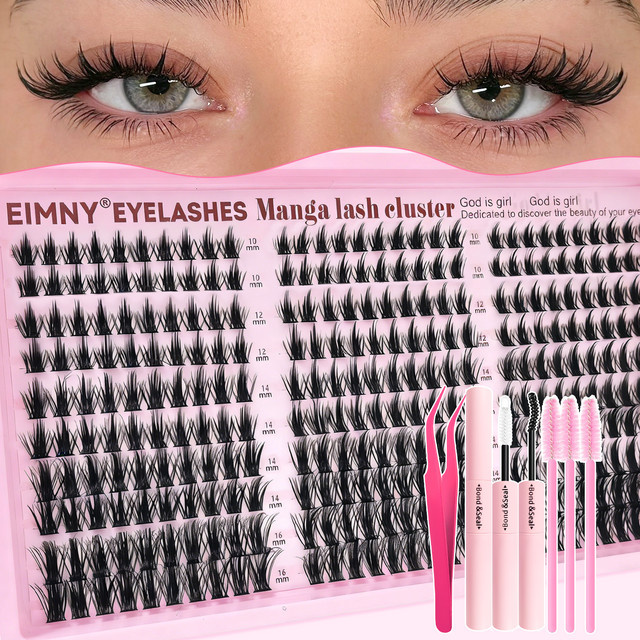 Eimny Manga Wimpern-Cluster-Set, Natürlich, 300 Stück - Bild 1