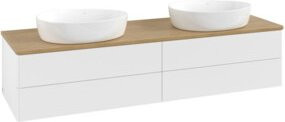 V&B Waschtischunterschrank Antao ohne Frontstruktur in Eiche Honig und Weiß lackiert, B/T: 160 x 50 cm - Bild 1
