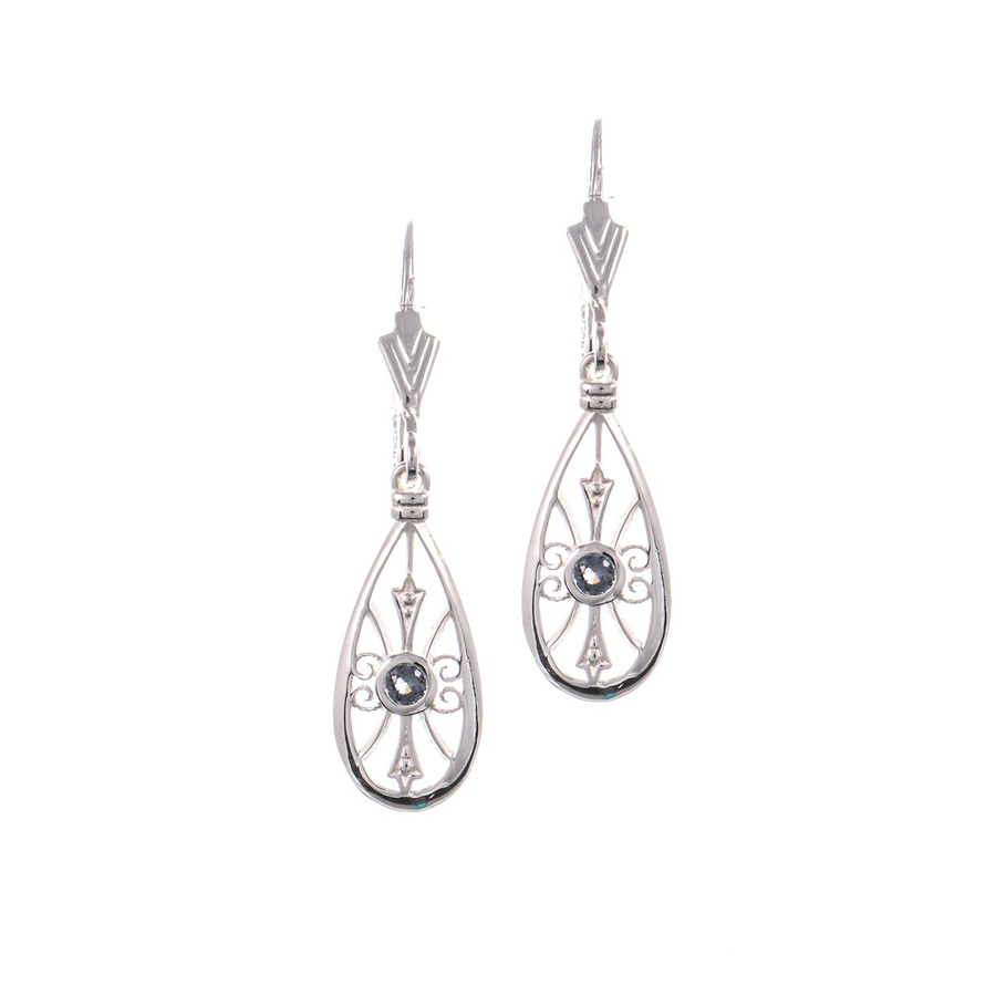 Ohrringe 925 Silber, Zirkonia, anthrazit, Damen - Bild 1