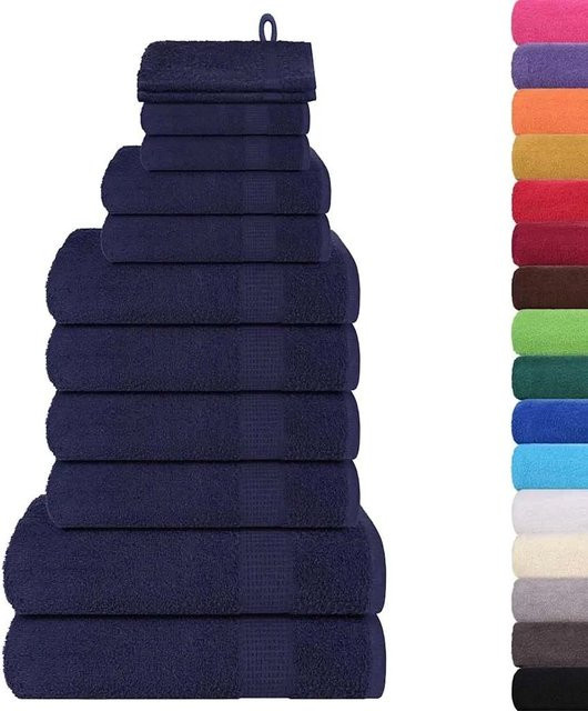 vidaXL 12-teiliges Handtuch-Set aus 100% Baumwolle in Marineblau mit 360 g/m² - Bild 1