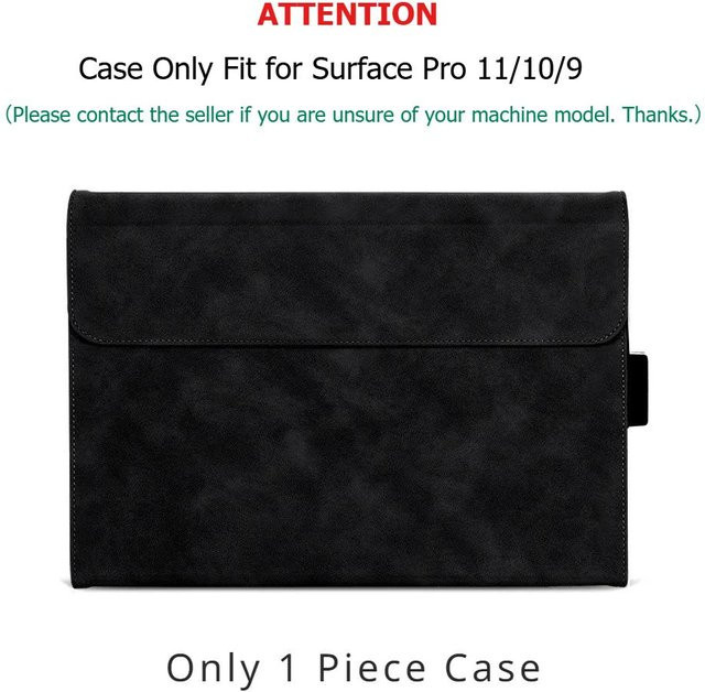Business Cover Portfolio Case für Microsoft Surface Pro 11, 10 und 9 mit Mehrwinkelständer und TPU Hülle, kompatibel mit Tastatur, Farben: Schwarz, Grau, Braun - Bild 1