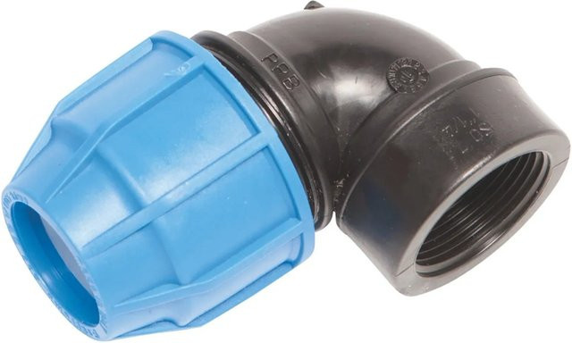 LUX-TOOLS 90°-Winkel für PE-Rohre Ø 32 mm x 38,9 mm (1 1/4 Zoll), Blau - Bild 1