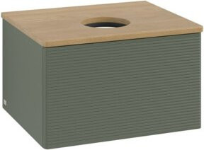 V&B Waschtischunterschrank Antao mit Frontstruktur in Eiche Honig, Braun, Grau und Grün, B: 60 cm, T: 50 cm, H: 50 cm - Bild 1